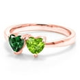thumbnail image 2 of Gem Stone King 1.00 Ct Green Simulated Emerald Green Peridot 18K Rose Gold Plated Silver Ring (Size 5), 2 of 6