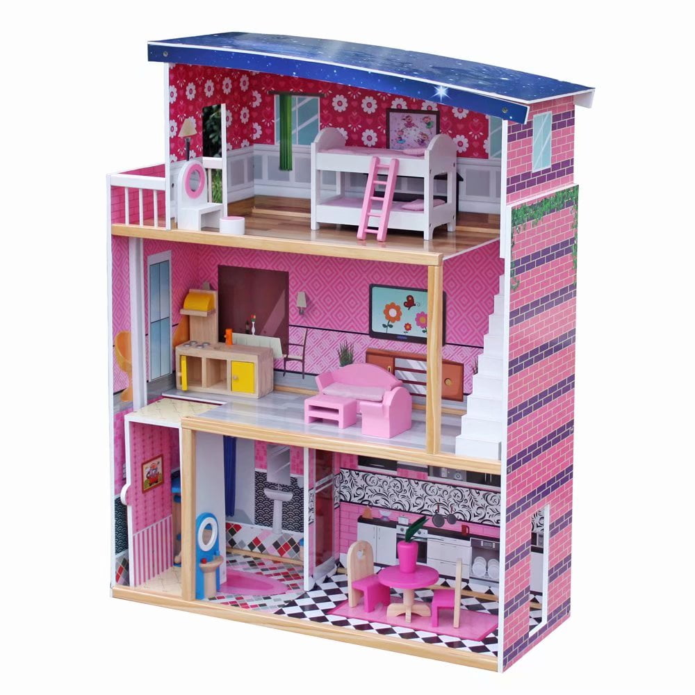 Realistic Baby Toy Sweet Wooden Pretend Play House Doll Dollhouse with