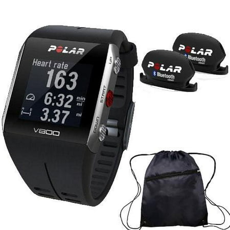 Polar - V800 GPS Sports Watch with Bluetooth Cadence Sensor Set and Bag - Black