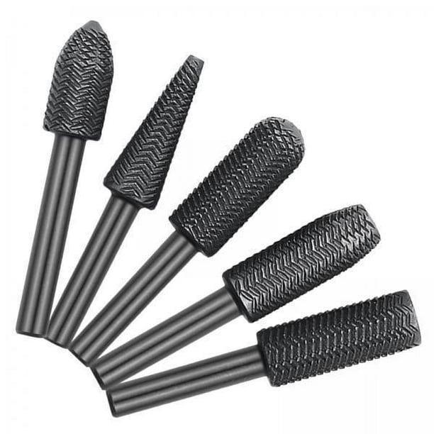 4x de Rotativas de Material Acero 5x, Escofinas para Tallar, Vástago de 1/4 ", Lima Rotativa Eléctrica, Brocas para Escofina de para Pulido de 4 piezas