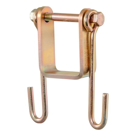 CURT 45806 Trailer Safety Chain Holder Bracket for 2-inch Shank, Bolt-On Steel Hanger Hooks