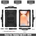 thumbnail image 5 of For Samsung Galaxy Tab A11+ 2025/Tab A9+ 2023 Case 11 inch (SM-X310/X315/ SM-X210/X216), 360 Hand Strap, Shoulder Strap, Kickstand, Rugged Drop Protection, Black, 5 of 6