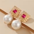 thumbnail image 4 of Pendientes colgantes de perlas Xihbxyly de Aleación de diamantes cuadrados exagerados para mujer, 4 of 7