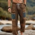 thumbnail image 2 of Bxsruta Mens Casual Pants Elastic Waist Boho Trousers Drawstring Loose Fit Summer Beach Lounge Pants, 2 of 4