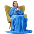 thumbnail image 4 of Winthome Wearable Blanket with Sleeves Super Soft Fleece TV Throw Blanket(Blue) Comfy Warm for Adult Women Men, 4 of 9