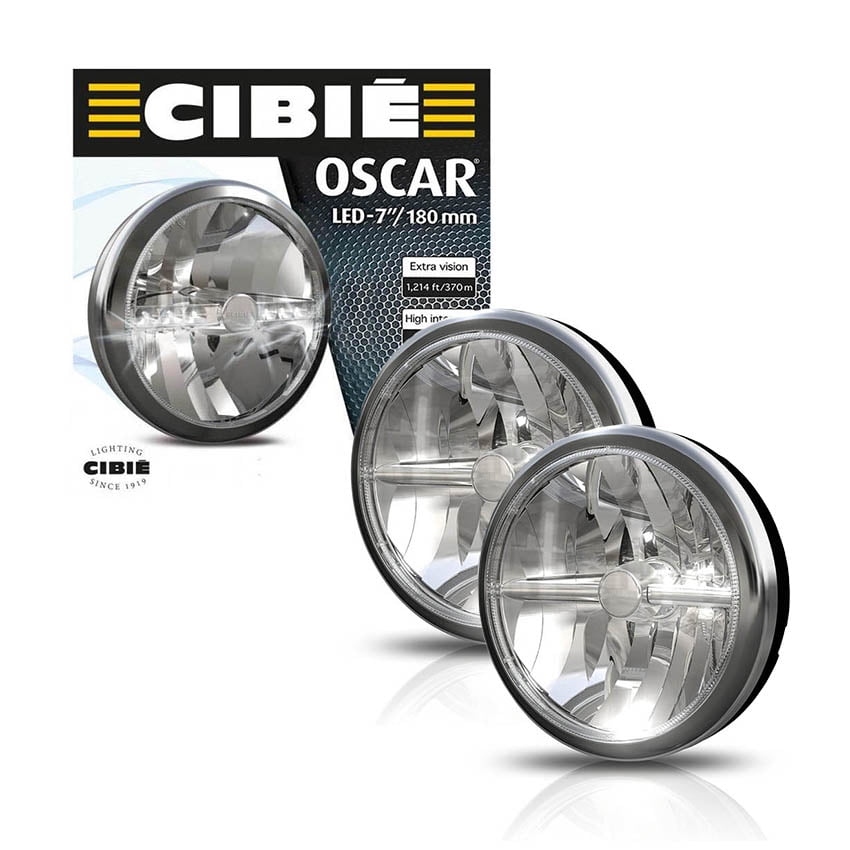 Cibie 45305 Oscar Black/Chrome 7 12V/24V LED Auxiliary Driving Light, Pack of 1
