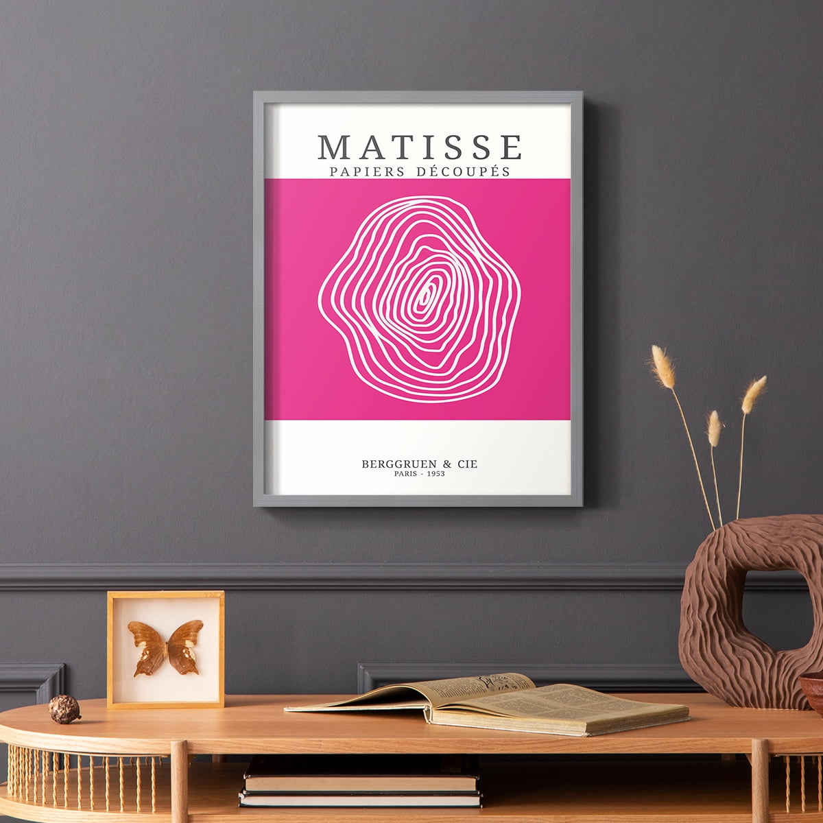 Matisse CDXXIII in Gray Solid Wood Framed Print No Nail Hanging