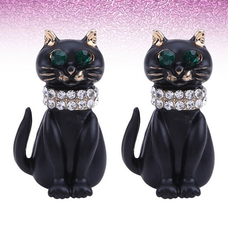 MEIBUTYUP Set of 2 Charming Black Cat Brooch Pins for Clothes, Bags, and Accessories Stylish Animal Jewelry