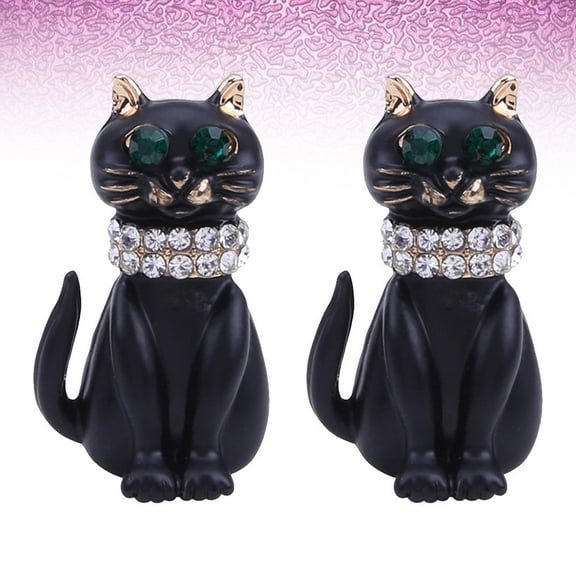 MEIBUTYUP Set of 2 Charming Black Cat Brooch Pins for Clothes, Bags, and Accessories Stylish Animal Jewelry