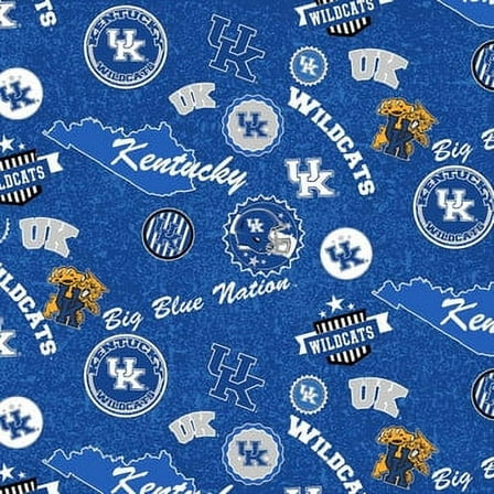 University of Kentucky Cotton Quilting Fabric with Home State Design-Sold by the Yard