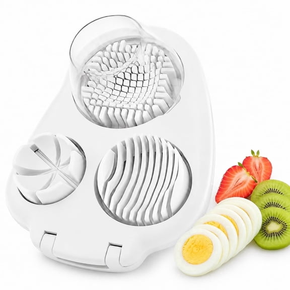 Egg Slicer for Hard Boiled Eggs, 3-in-1 Stainless Steel Fruit Cutter