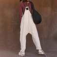 thumbnail image 3 of CCRFTGI Womens Fleece Overalls Winter Warm Casual Fuzzy Bib Overalls Cozy Suspender Straps One-Piece Jumpsuits Wide Leg Snow Bib Jumpsuits with Pockets White L, 3 of 7