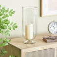 thumbnail image 2 of DecMode Glass Ribbed Fluted Candle Holder with Elevated Base, 2 of 9