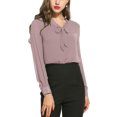 thumbnail image 1 of XINQIHANG Blouse en Chiffon à Nœud Papillon pour Femmes, Manches Longues, Décontractée, pour le Bureau, 1 of 6