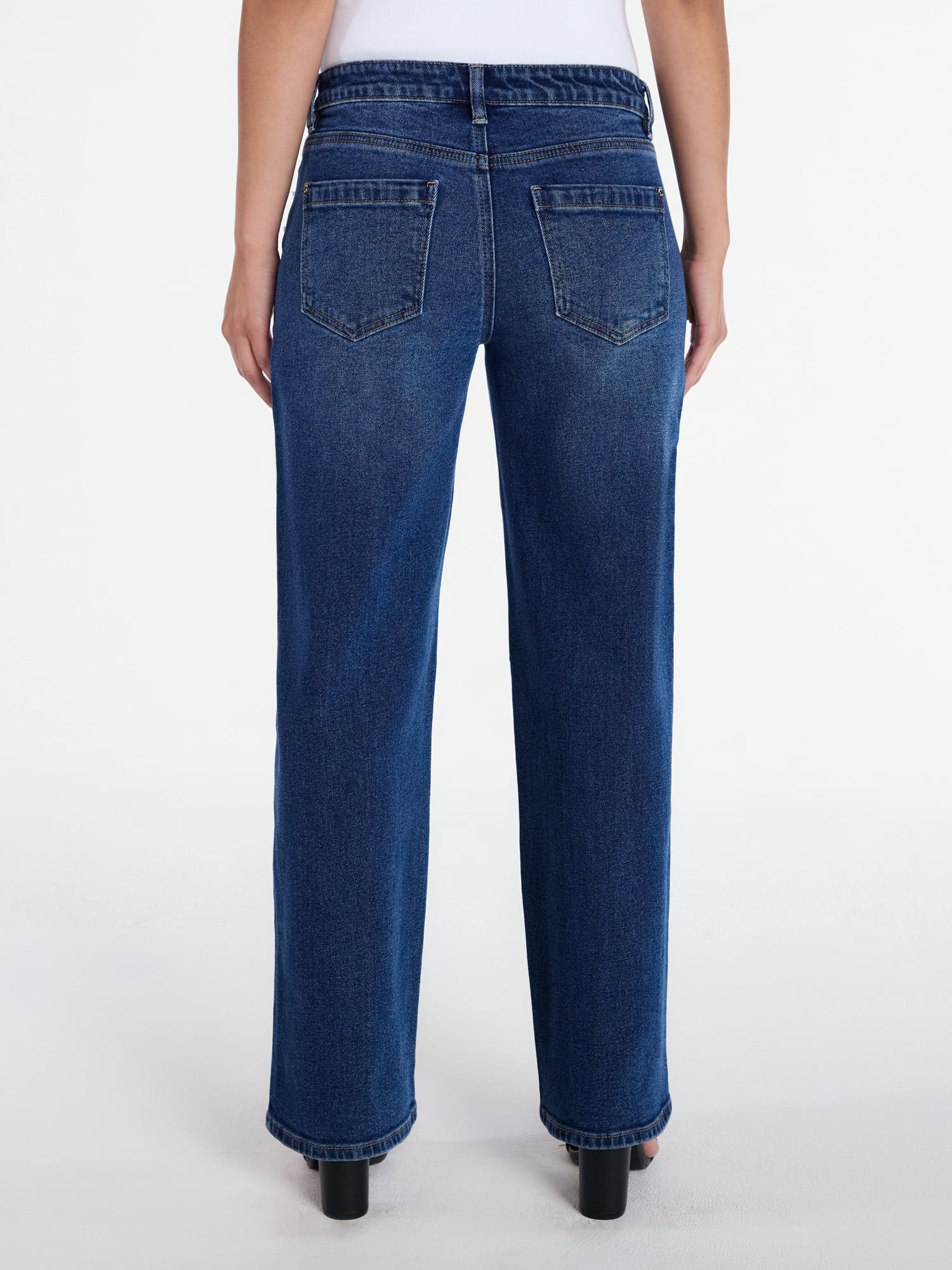 Madden NYC Women’s Wide Leg Ankle Jeans with Frayed Seam, 26” Inseam, Sizes 00-18
