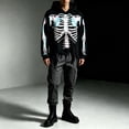 thumbnail image 2 of Men’s Halloween Outfits Halloween Unisex Y2K Wash Gothic Graphic Hoodies Oversize Grunge Skull Print Sweatshirt Casual Fit Pullover(01_Black,M), 2 of 4