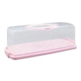 thumbnail image 2 of Caja portátil para guardar pasteles, bandeja para servir huevos, soporte para pasteles con tapa, recipiente para pasteles para Picnic, frutas, cocina , rectángulo rosa Macarena portador de pastel, 2 of 8