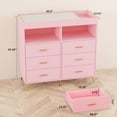 thumbnail image 5 of Luku Dresser for Bedroom with LED Lights and Power Outlet, Baby Changing Table Dresser with 6 Drawers, 2 Open Storage Shelves, Baby Dresser with Changing Table Top, 5 of 7