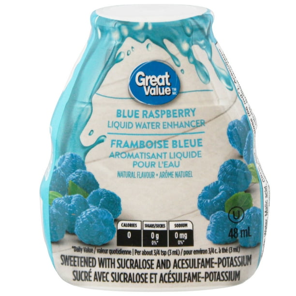 Aromatisant d’eau liquide Great Value à saveur de framboise bleue 48 ml, framboise bleue
