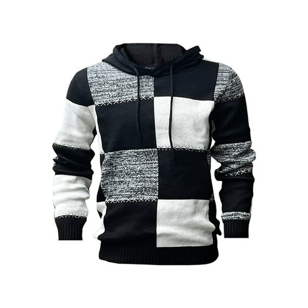 MHFRRA Suéter de Punto para Hombre, Informal, Holgado, con Capucha, para Otoño E Invierno Negro