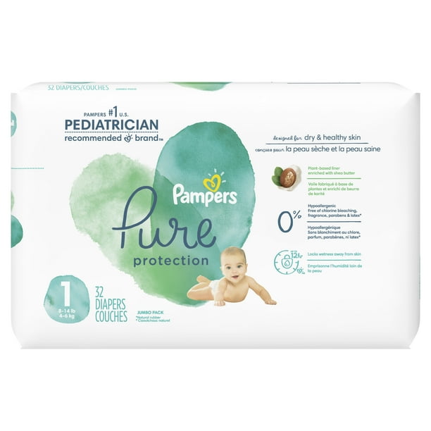 Pampers Pampers Pure Protection Natural Diapers, Size 1, 32 ct