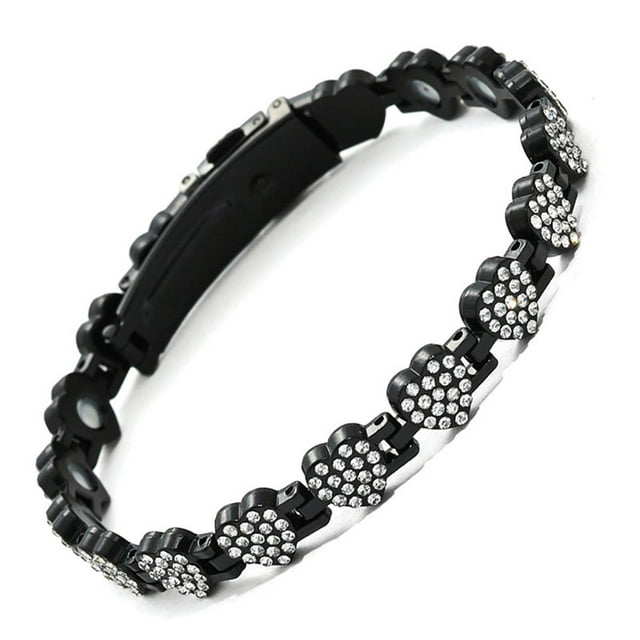 Pulsera magnética de cobre con forma de corazón y circonitas para mujer | Imanes de neodimio ajustables de 19 cm y 3800 Gauss de potencia | Joyería hipoalergénica y sin plomo.