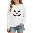 thumbnail image 6 of DJDLJWCJ Girls Halloween Long Sleeve T-Shirt Cotton Funny Noctilucent Print Tops Stretch Soft Casual Shirts White Size 3T, 6 of 10