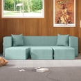 thumbnail image 2 of Porch & Den  California King Convertible Sleeper Sofa and Ottomans Caribbean Foam Velvet, 2 of 5