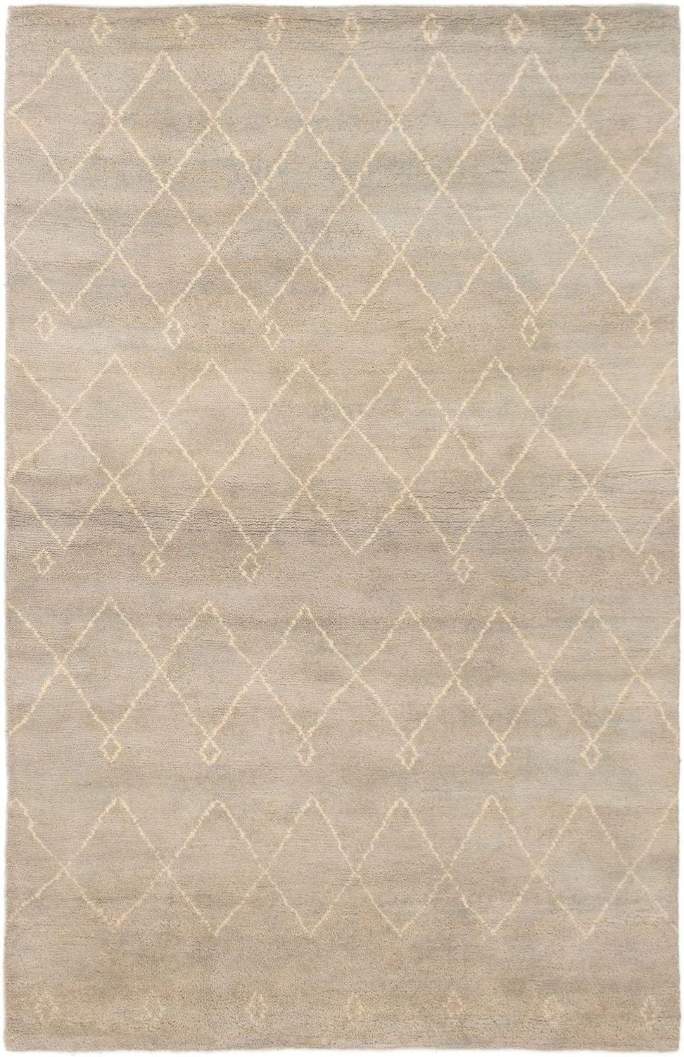 ECARPETGALLERY 5'2" x 8'0" Moroccan Tangier Hand-knotted Area Rug for Living Room, Dining Room and Bedroom in Grn