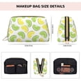 thumbnail image 2 of yellow green Lemon print Makeup Bag, Large Capacity Travel Cosmetic Bag for Women Girls- Travel Toiletry Bag Leather Portable Waterproof Makeup Case Organizer with Handle, 2 of 4