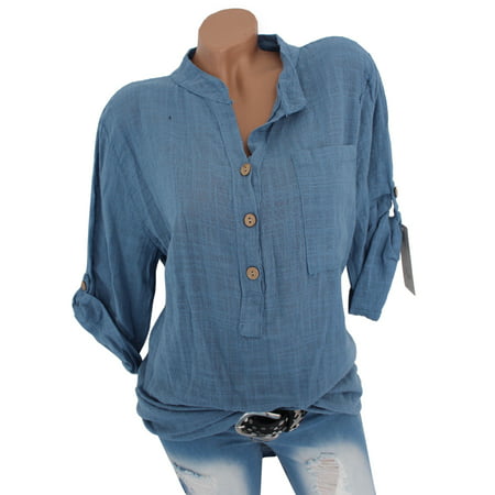 HIMONE - Plus size Buttons Down Shirt for Women Semitransparent Blouse ...