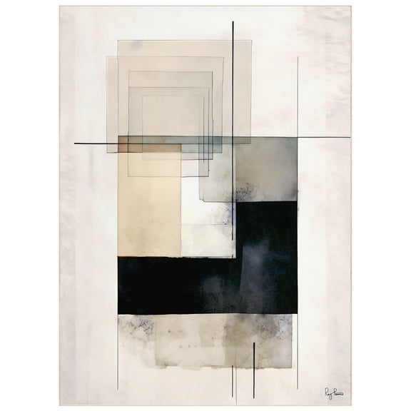 Lines and Squares II Washable Geometric Art Area Rug size 8'x10', Power-loomed, Heavenly Softness with Non-Slipping Backing
