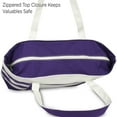 thumbnail image 4 of DALIX Striped Boat Bag Premium Cotton Canvas Tote in Purple, 4 of 7