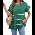 thumbnail image 3 of Blusa Informal de Verano de Corta con Volantes y Borlas Escalonadas para Mujer, Color Verde L, 3 of 9