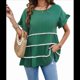 thumbnail image 3 of Blusa Informal de Verano de Corta con Volantes y Borlas Escalonadas para Mujer, Color Verde L, 3 of 9