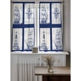 thumbnail image 4 of Nautical Navy Tier Curtains 45 Inch Length,Sheer Curtains for Bedroom Living Room Window Blue Lighthouse Boat Compass Ocean Rod Pocket Drapes Kitchen Curtains Small Half Window 27.5"x45" 2 Panels, 4 of 7