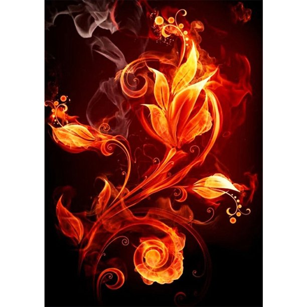 Diamond Drill Flame Flower 5D Kits de pintura DIY Decoración de pared redonda completa (B5484) Hugtrwg Para estrenar