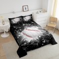 thumbnail image 2 of Baseball Comforter Set Baseball Bedding Full Size for Teens Bedroom Decor Sports Game Bedding Comforter Sets Cool Sports Baseball Gaming Quilt Black White Room Decor 3 Pieces, 2 of 5
