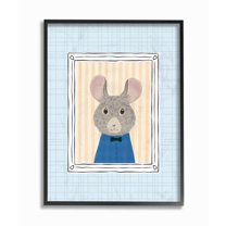Stupell Mouse Portrait Blue Framed Giclee Wall Art 11 x 14