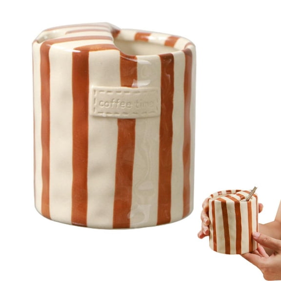 Retro Striped Coffee Mug,Coffee Mug Espresso Cup,Retro Striped Hand-Painted Ceramic Mark Hand-Held Cup,Vintage Hand-Painted Stripes Coffees Cups for Juice,Valentine's Day Mother's Day Gift