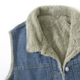 thumbnail image 5 of Women's Denim Button Front Vest, Fleece Lined Sleeveless Jacket, Warm Winter Outerwear, Casual Layering Piece, Soft Plush Inner Wear, Cold Weather Protection Blue L, 5 of 7