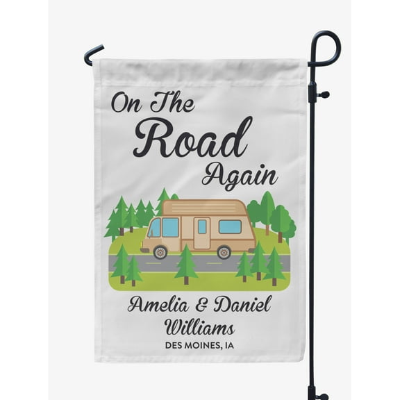 Printtoo White On The Road Again Caravans Personalized Camping Flags For Campers Double SidedFlagCampsiteFlagOutdoor Garden Sign