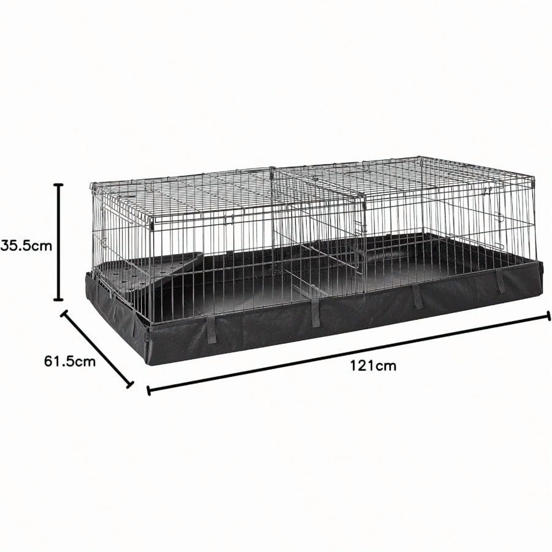 Leakproof Canvas Bottom Guinea Pig Pet Cage with Divider Set Black 47.6L x 24.2W x 14.0H