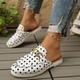 thumbnail image 4 of Samdudou Mules for Women Polka Dot Slip On Backless Loafers Closed Toe Flat Shoes with Metal Chain Buckle Decor for Casual Dress, 4 of 9