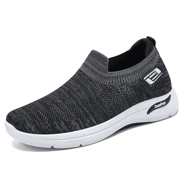 Zapatos de hombre para verano, transpirables, casuales, livianos, de suela suave, para personas perezosas que pueden pisarlos, tejido de mosca y zapatos para caminar.
