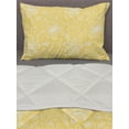 thumbnail image 3 of Summer Comforter & Sham Bedding Set, Floral Outline Pattern of Romantic and Blooming Flowers and Leaves Branches, 3 pcs Duvet Set Microfiber Filling Quilt, 5 Sizes, Pastel Yellow White, by Ambesonne, 3 of 4