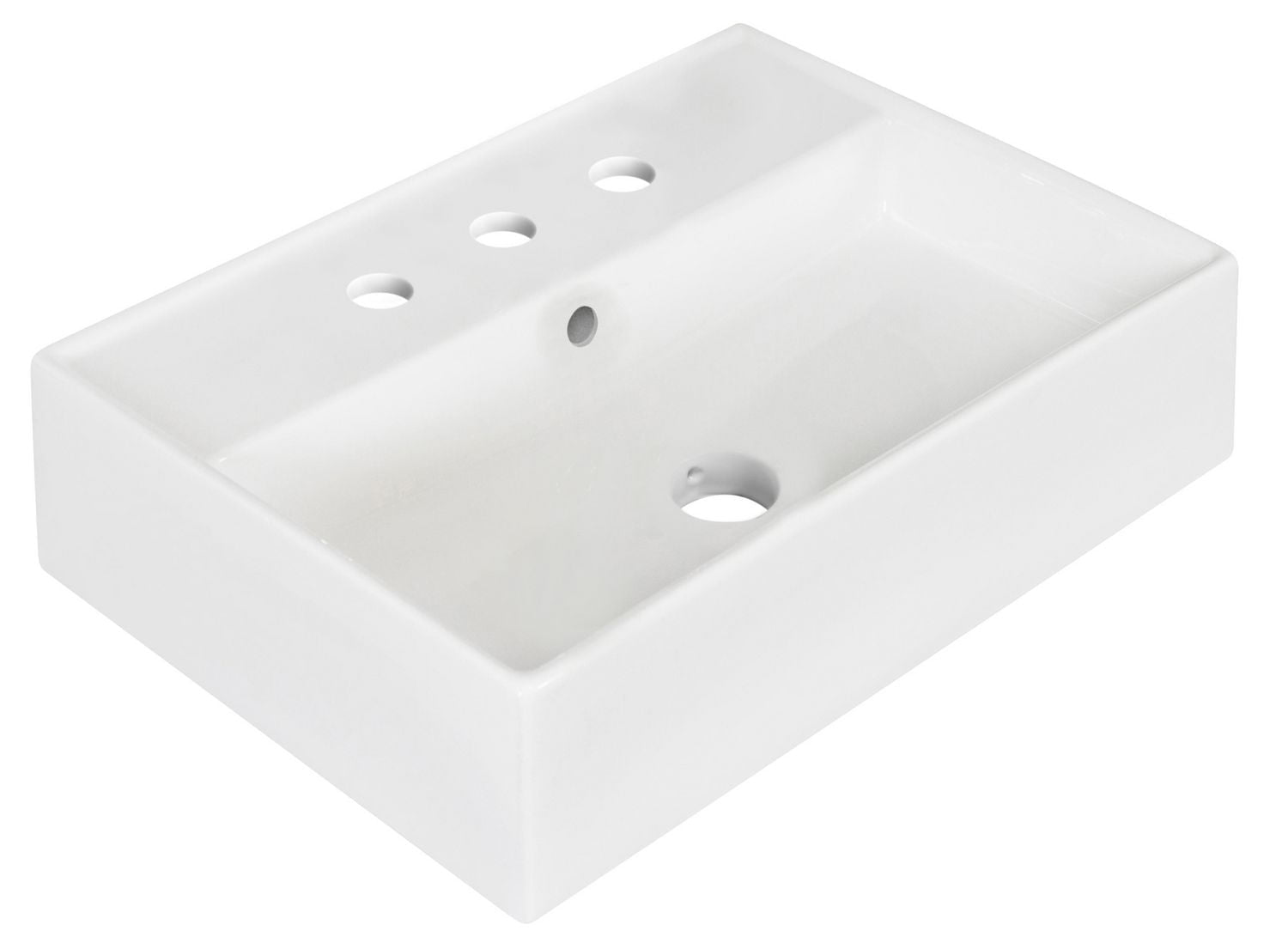 American Imaginations 21-in. W Wall Mount White Bathroom Vessel Sink For 3H4-in. Center Drilling AI-1330