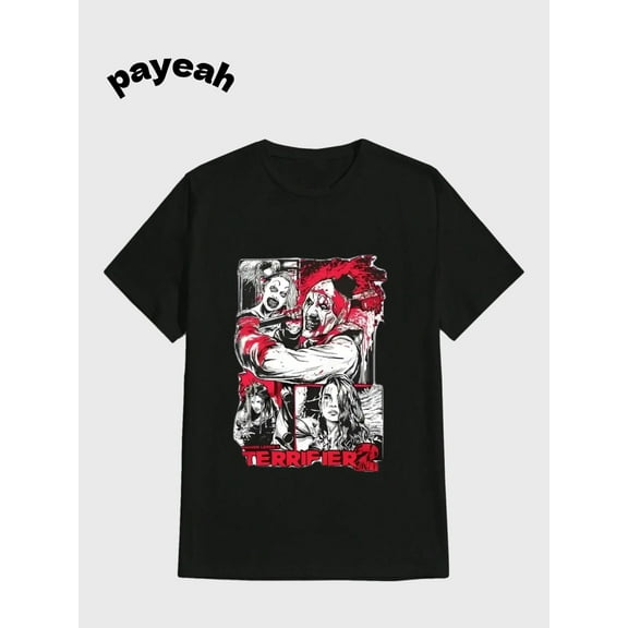 Payeah Terrifier 3 Horror MovieT-Shirts Halloween Casual Digital Print Pure Heavy Cotton T Shirt 100% cotton