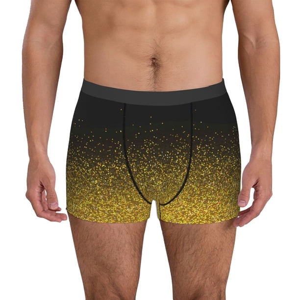 Balery Gold Glitter Gradient Calzoncillos bóxer para hombre, ropa interior de algodón suave y transpirable con cinturilla de nailon-Large