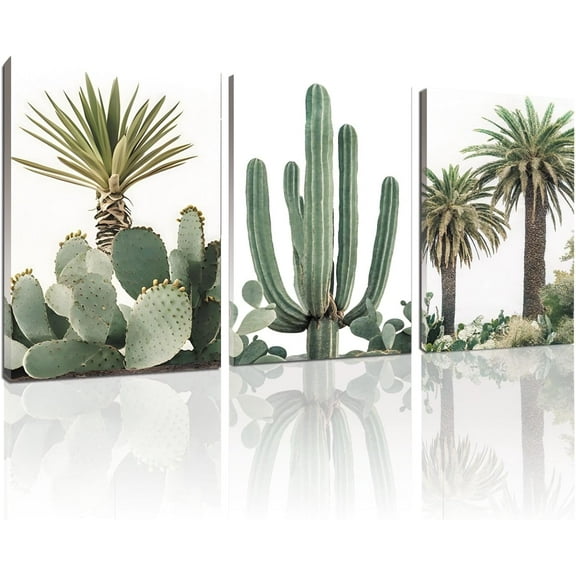 FCCUYE Desert Landscape Wall Art,Cactus Painting,Southwest Canvas Art Wall Decor for Livingroom,Bedroom,Bathroom (12" x 18" x 3 pcs)